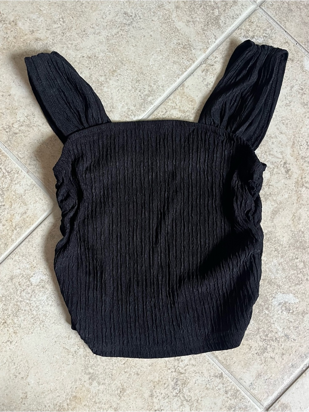 SHEIN Black Textured Square-Neck Tank